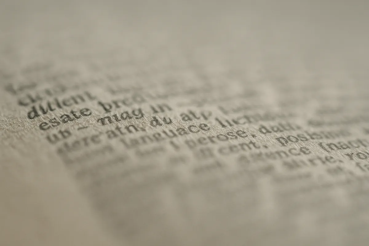 Macro detail of dictionary paper grain at extremely shallow focus