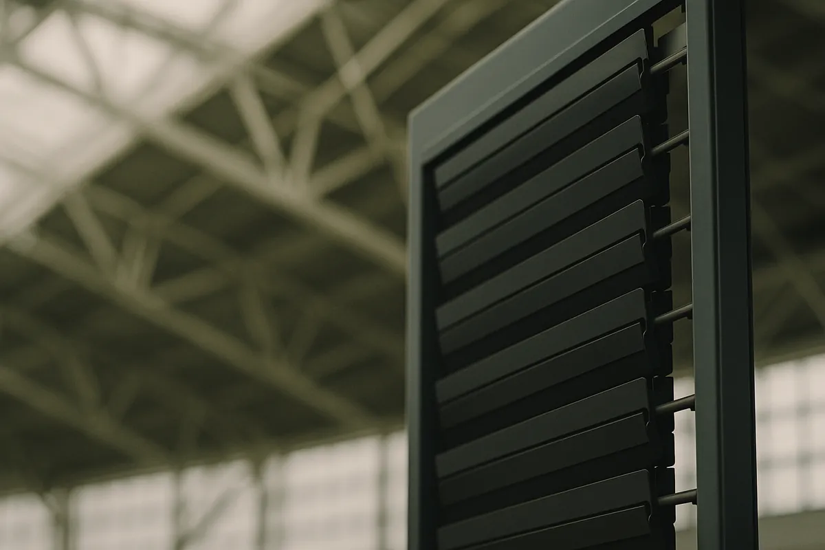 Airport ceiling structure and departure board mechanism, abstracted
